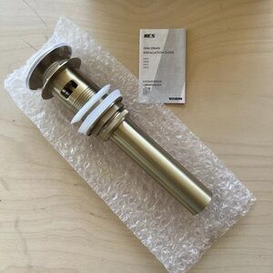 Modern Brushed Gold Bathroom Sink Pop Up Drain With Overflow